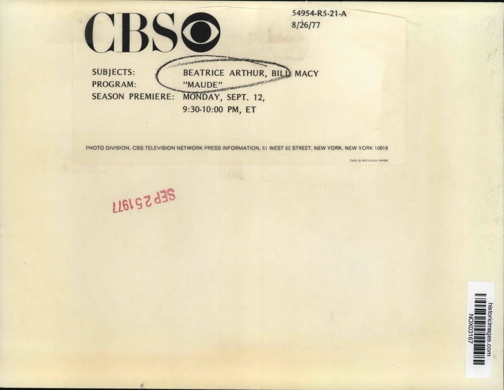 1977 Press Photo Beatrice Arthur and Bill Macy on "Maude" - nox03167