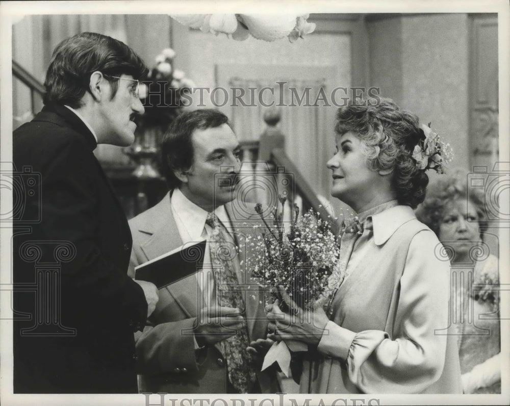 1975 Press Photo Beatrice Arthur, Bill Macy, and Paul Benedict in Maude