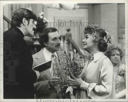 1975 Press Photo Beatrice Arthur, Bill Macy, and Paul Benedict in Maude