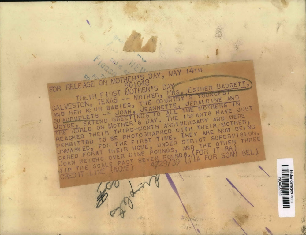 1939 Press Photo Mrs. Esther Badgett with her quadruplets - nox03294