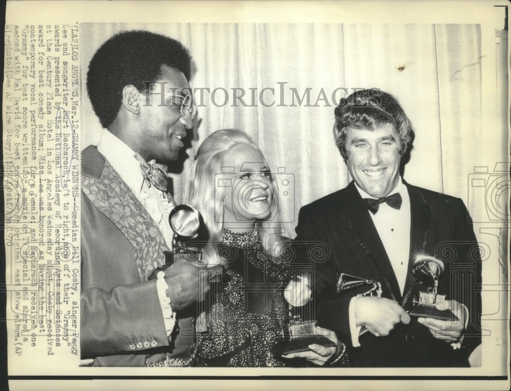 1970 Press Photo Bill Cosby, Peggy Lee &amp; Burt Bacharach at the Grammy Awards.- Historic Images