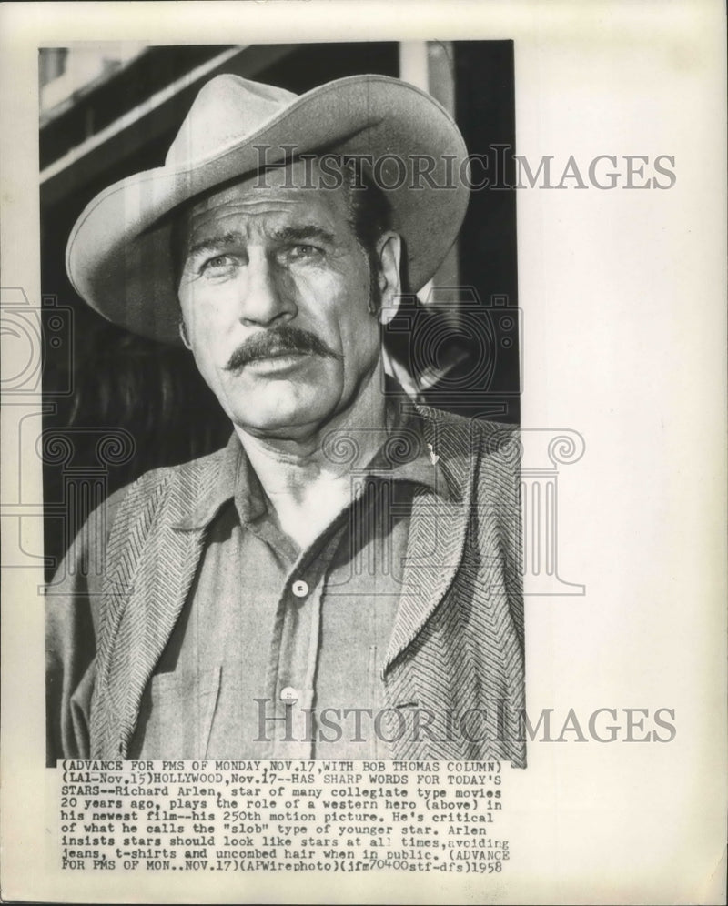 Load image into Gallery viewer, 1958 Press Photo Richard Arlen as starred in his 250th motion picture.
