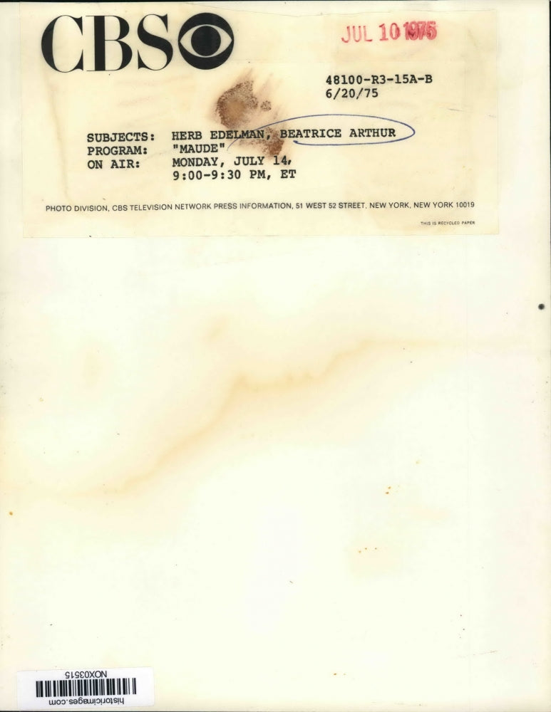 1975 Press Photo Herb Edelman and Beatrice Arthur on Maude, on CBS. - nox03515