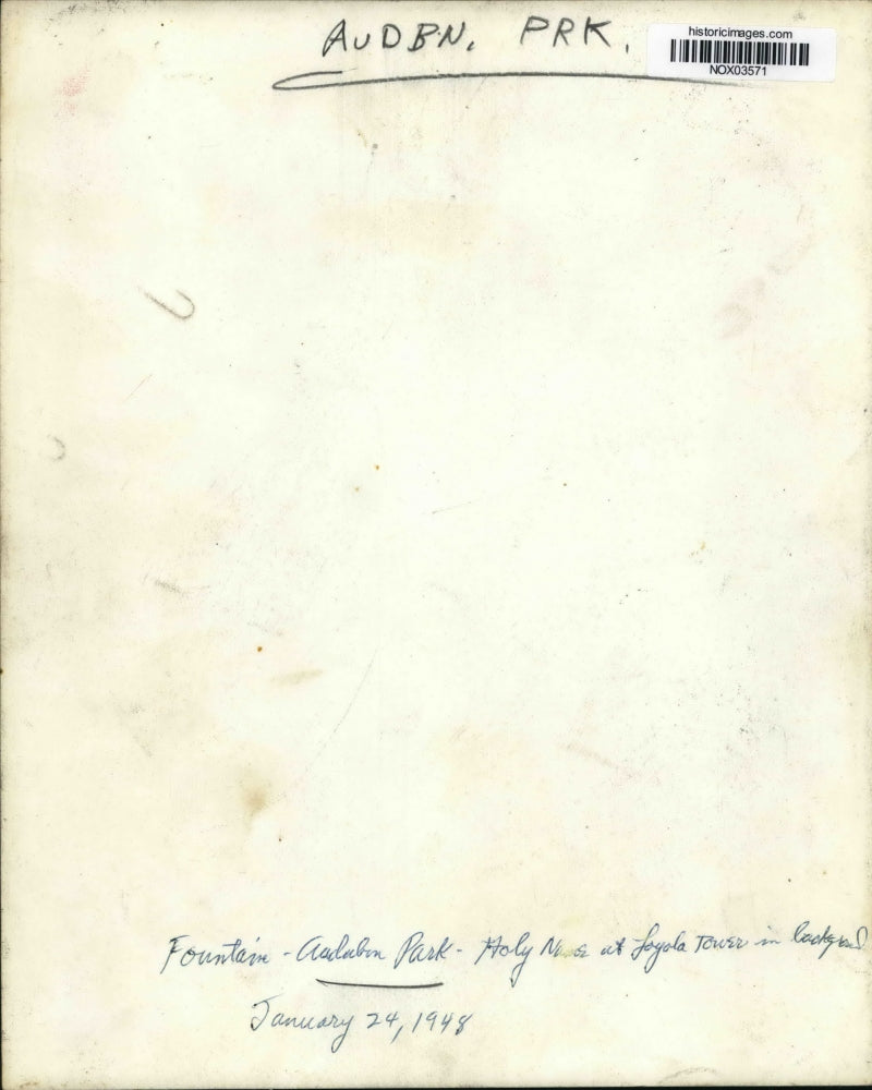 1948 Press Photo View of a fountain at Audubon Park in New Orleans, Louisiana.