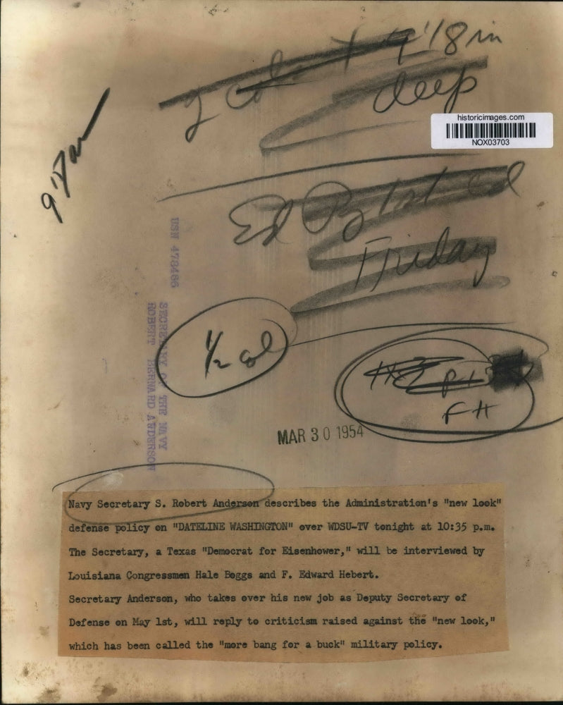 1954 Press Photo Navy Secretary S. Robert Anderson portrait - nox03703