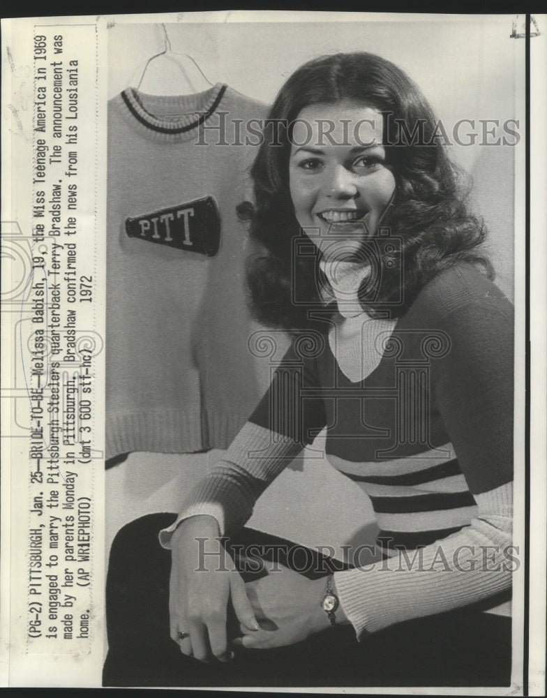 1972 Press Photo Melissa Babish, Miss Teenage America of 1969, in Pittsburgh.