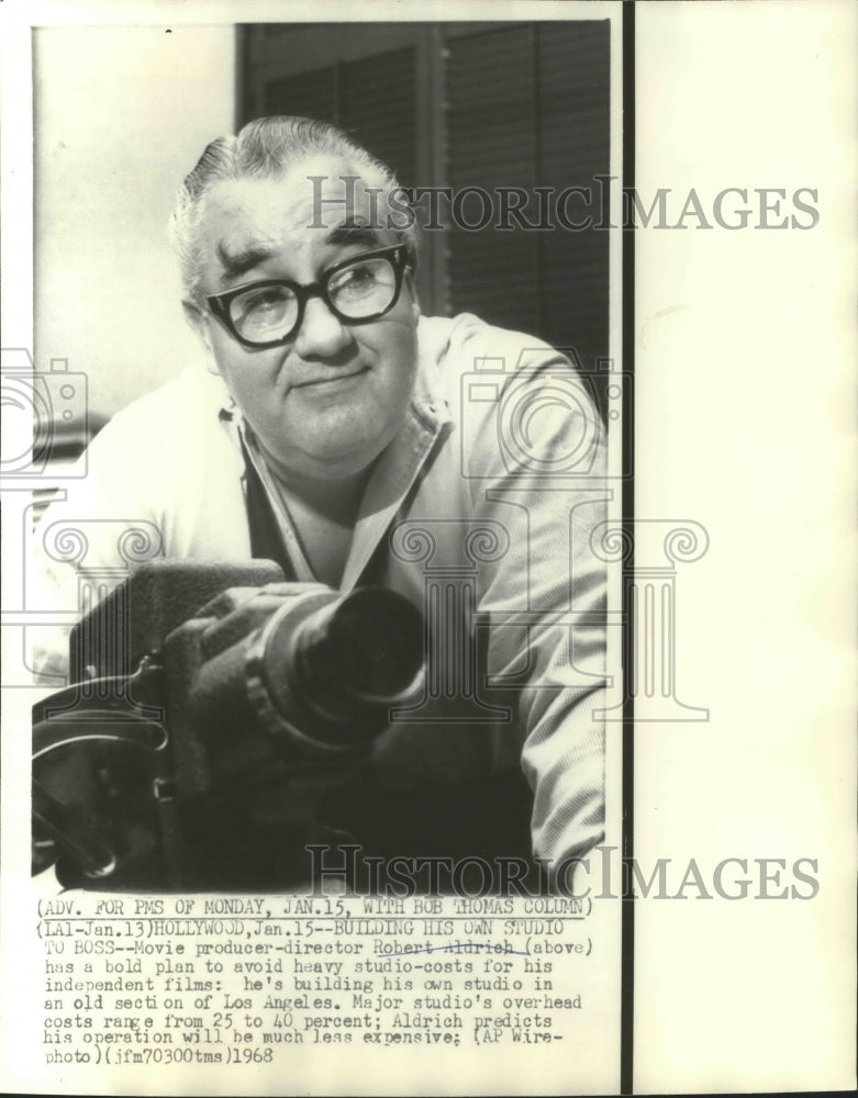 1968 Press Photo Movie producer-director Robert Aldrich plans his own studio.