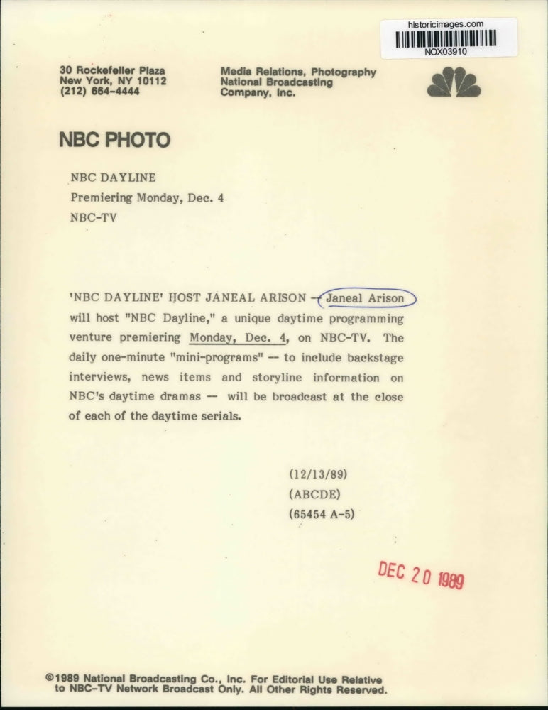 Load image into Gallery viewer, 1989 Press Photo Janeal Arison hosts NBC Dayline. - nox03910
