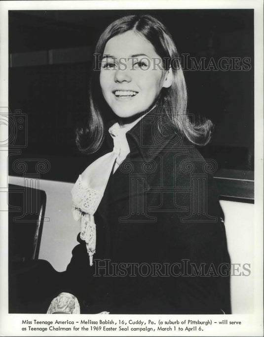 1969 Press Photo Melissa Babish, Miss Teenage America and Easter Seal Chairman.