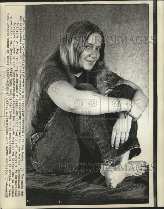 1971 Press Photo Leslie Bacon at the Underground Press Syndicate in New York