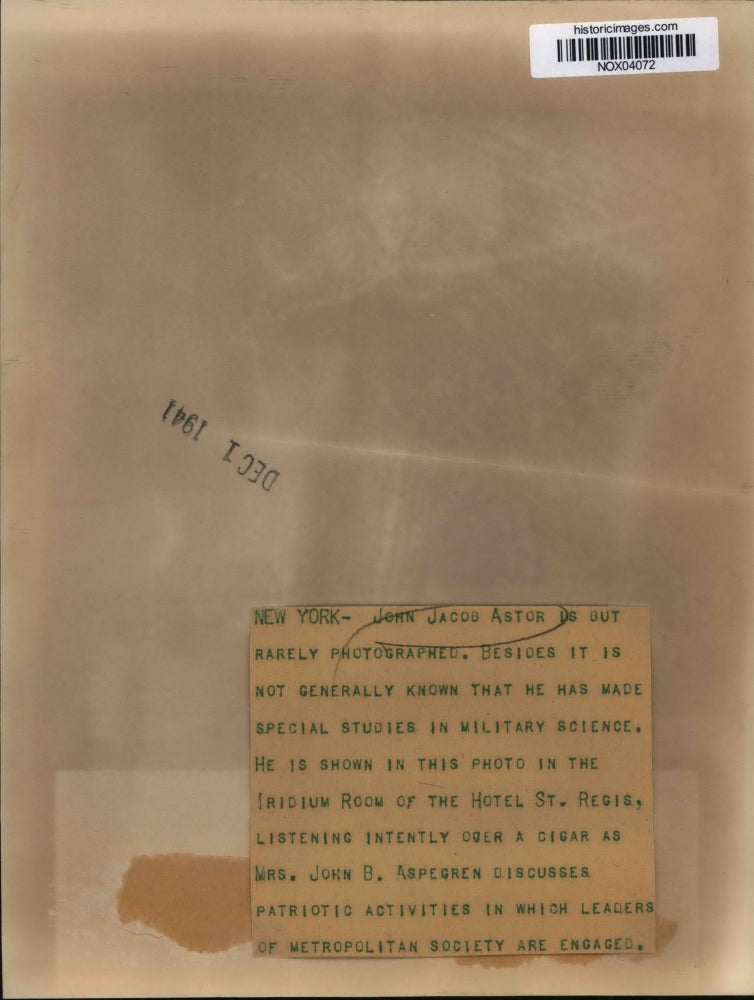 1941 Press Photo John Jacob Astor with Mrs. John B . Aspergren at a hotel