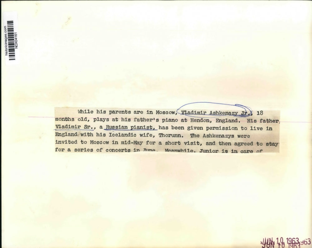 1963 Press Photo Vladimir Ashkenazy Jr., son of famed Russian pianist.