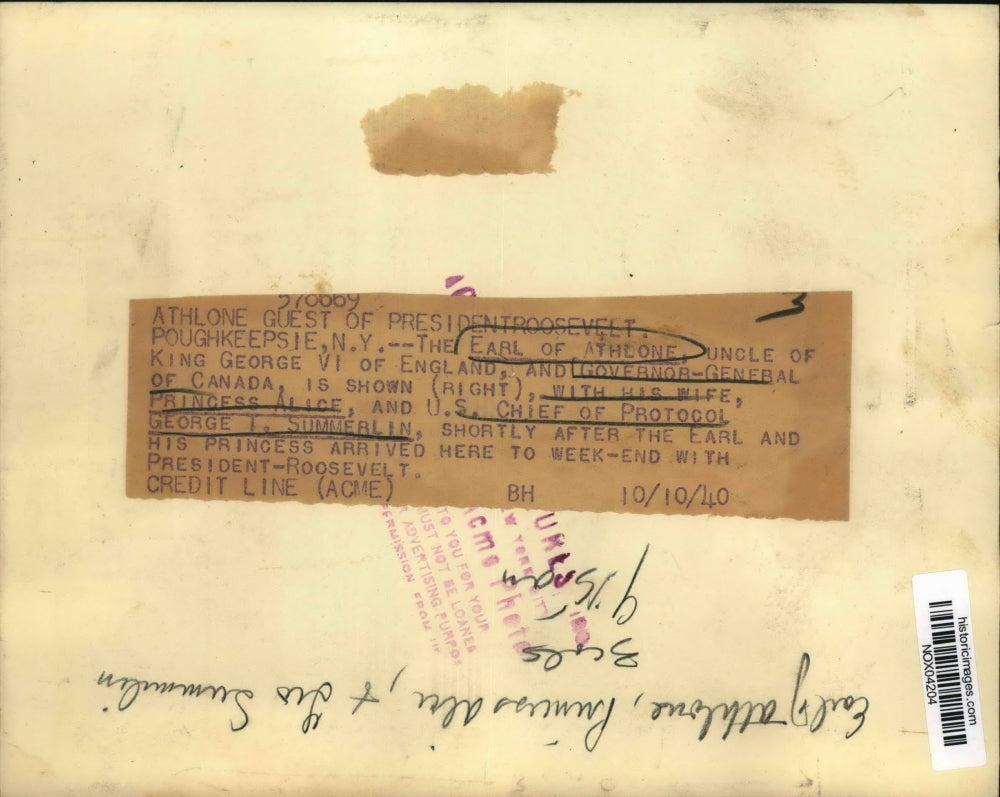 1940 Press Photo Governor General Earl of Athlone and Princess Alice in New York