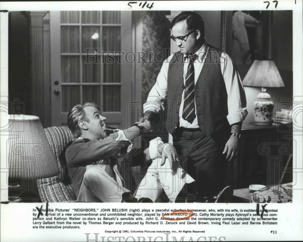 1981 Press Photo John Belushi and Dan Aykroyd in "Neighbors" - nox04275
