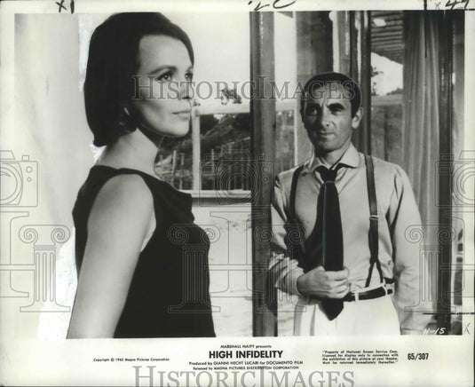 1965 Press Photo Claire Bloom and Charles Aznavour in "High Infidelity"- Historic Images