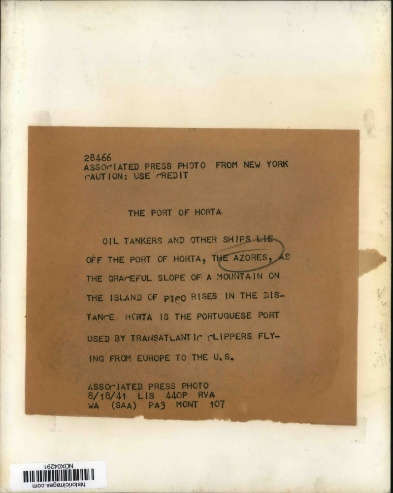 1941 Press Photo Oil tankers and other ships of the Port of Horta, The Azores