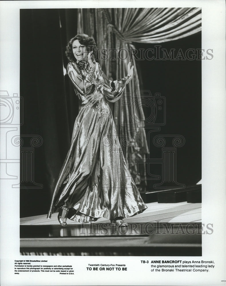 1983 Press Photo Anne Bancroft Plays Anna Bronski in To Be Or Not To Be- Historic Images