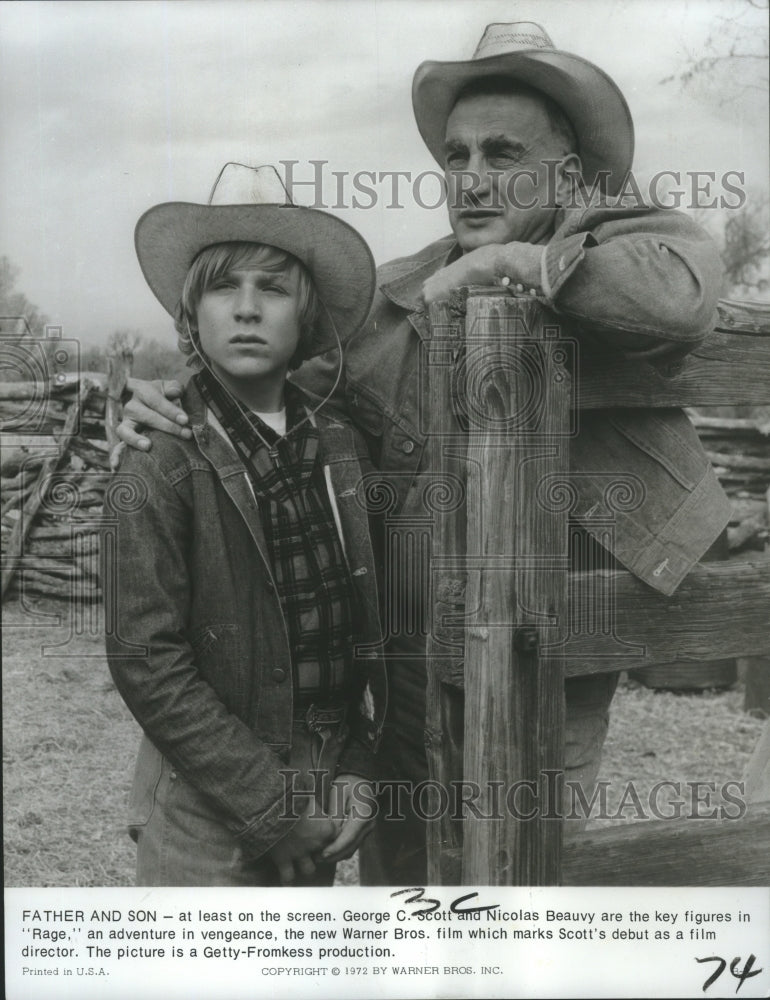 Load image into Gallery viewer, 1972 Press Photo Director George C. Scott and Nicolas Beauvy Star in Rage
