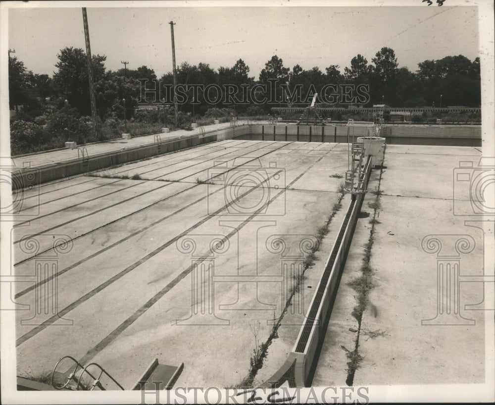 1968 Press Photo Grass grows in Audubon Park Pool - No Funds to open Pool