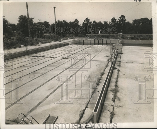 1968 Press Photo Grass grows in Audubon Park Pool - No Funds to open Pool
