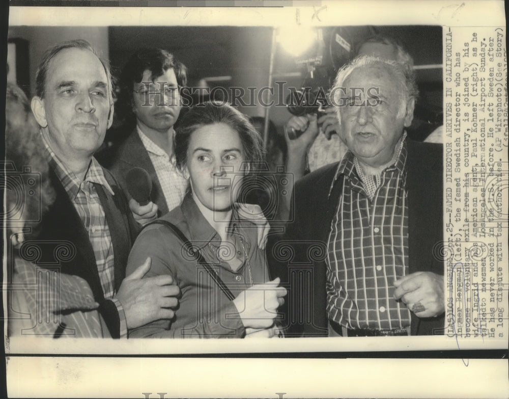1976 Press Photo Ingmar Bergman with wife, Ingrid, and agent, Paul Kohner