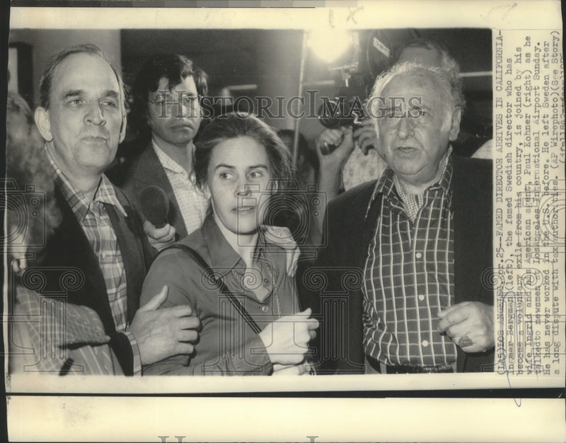 Load image into Gallery viewer, 1976 Press Photo Ingmar Bergman with wife, Ingrid, and agent, Paul Kohner
