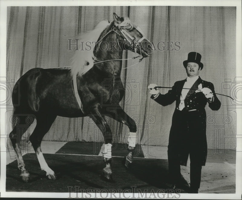 Load image into Gallery viewer, 1981 Press Photo Stardust, American Saddlebred, with Colonel E. Trevor Bale
