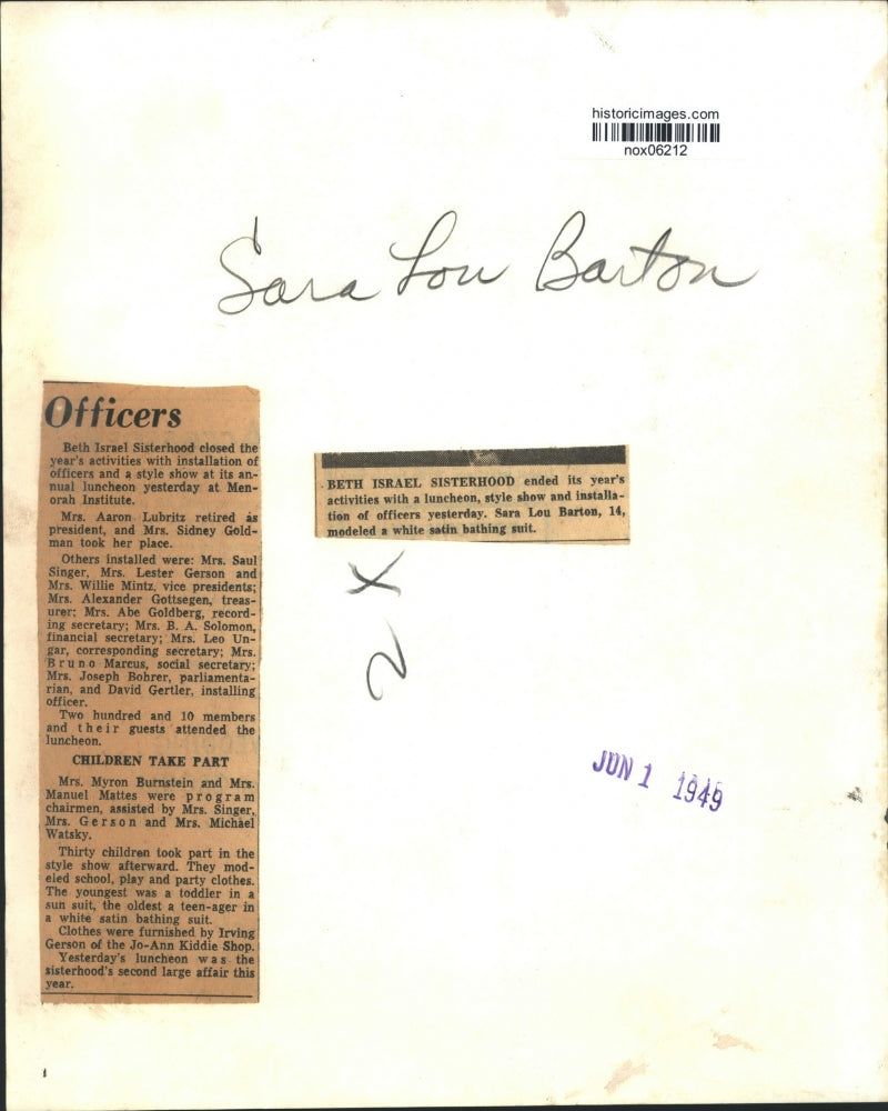 1949 Press Photo Sara Lou Barton Models Bathing Suit for Beth Israel Sisterhood