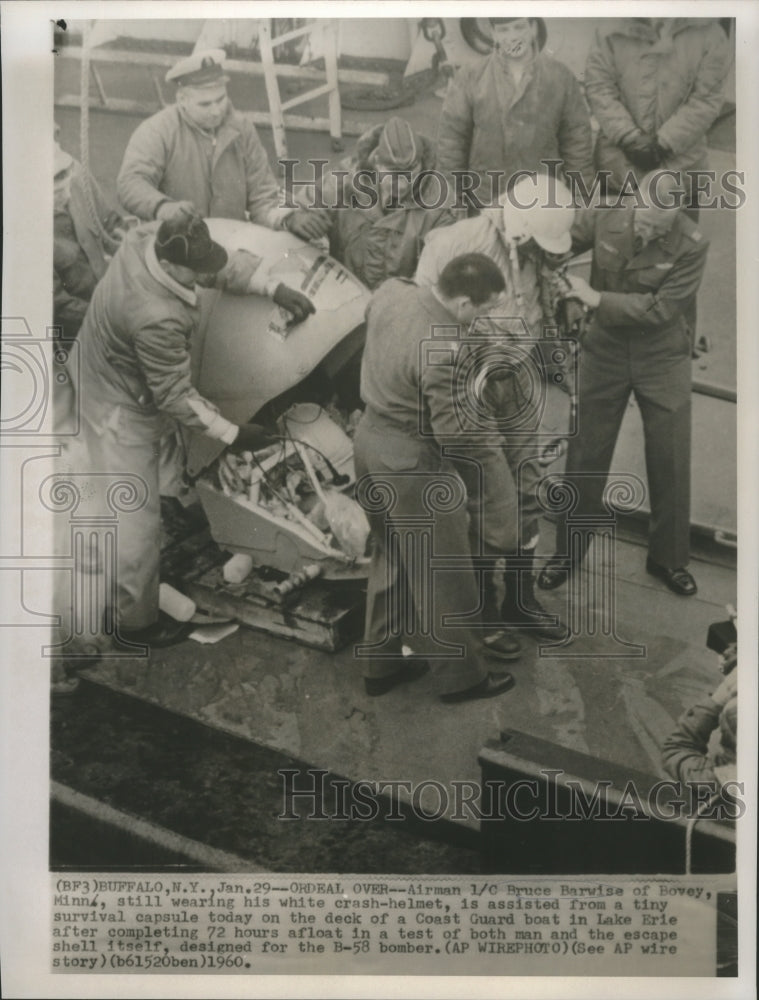 Load image into Gallery viewer, 1960 Press Photo Coast Guard Members After Test of Survival Capsule - nox06213
