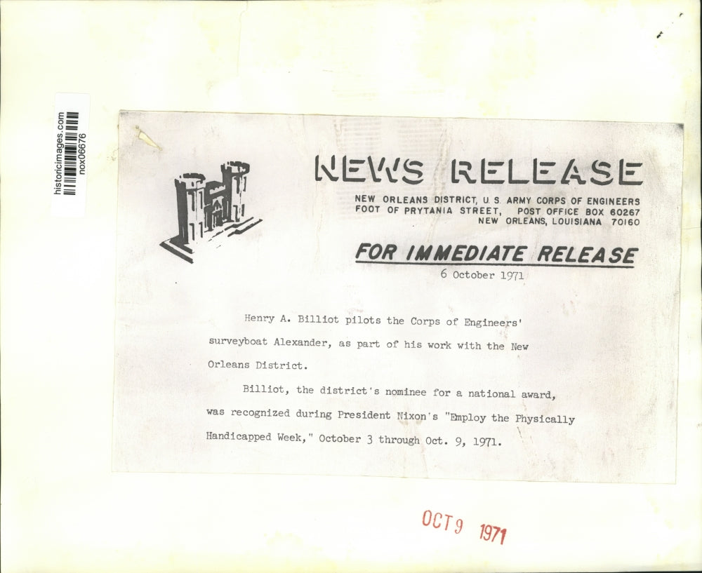 1971 Press Photo Henry Billiot pilots the surveyboat, Alexander, - New Orleans