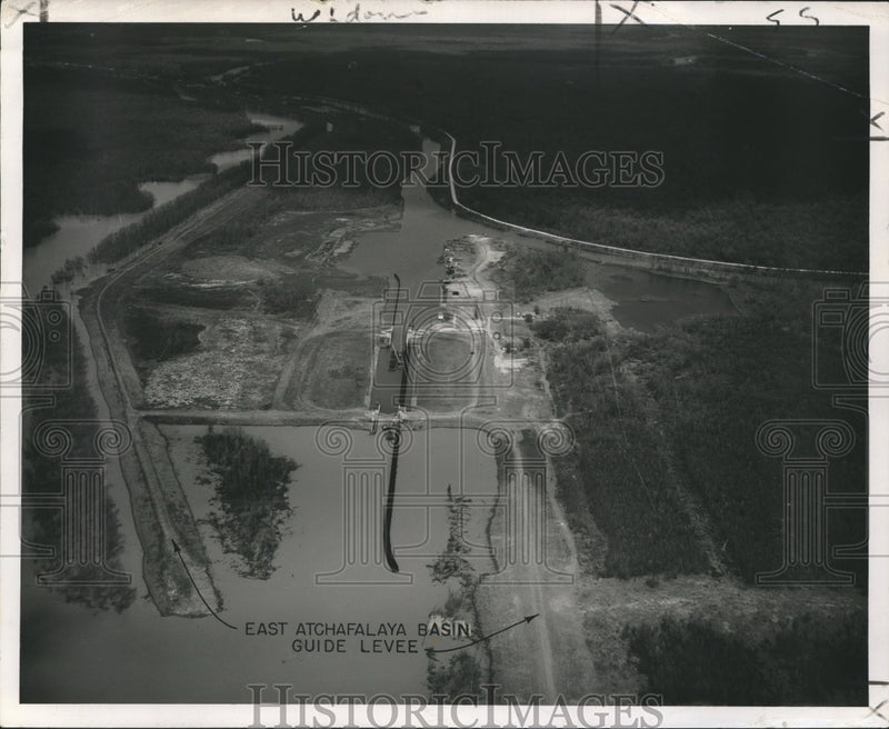 Load image into Gallery viewer, 1951 Press Photo Aerial View of Bayou Sorrel Lock Showing Construction Details
