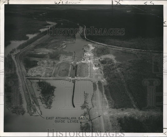 1951 Press Photo Aerial View of Bayou Sorrel Lock Showing Construction Details