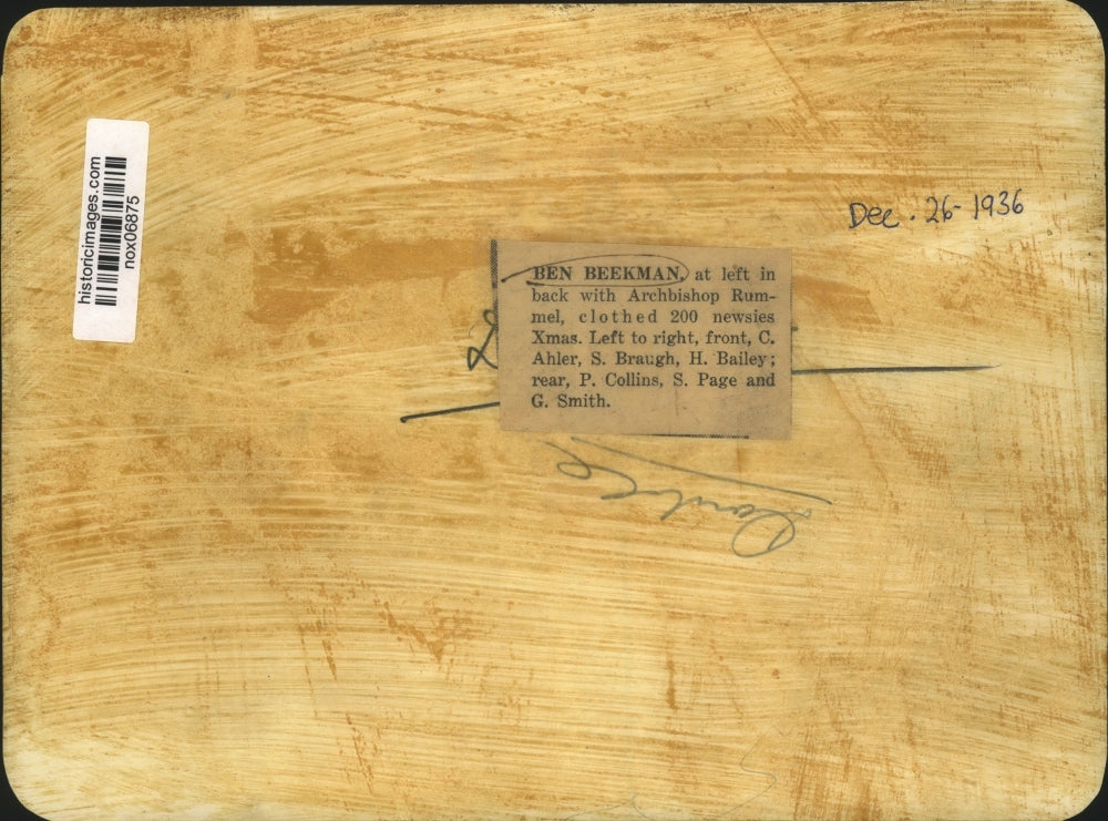 1936 Press Photo Ben Beekman and Archbishop Rummel with Newsboys - nox06875