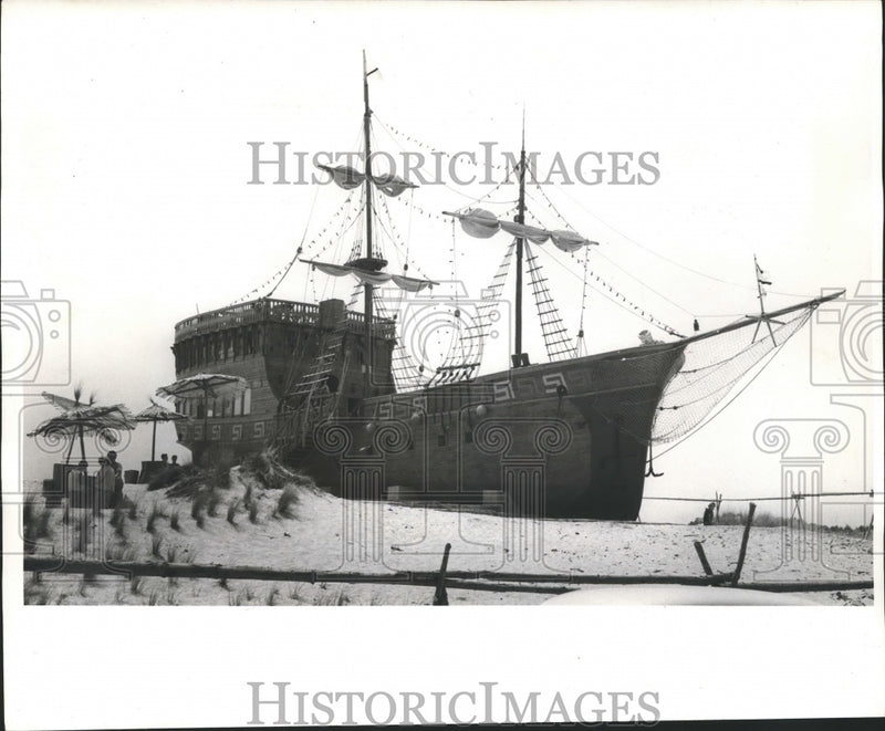 Load image into Gallery viewer, 1968 Press Photo Two-Masted Sailing Ship Converted into Restarurant in Bulgaria
