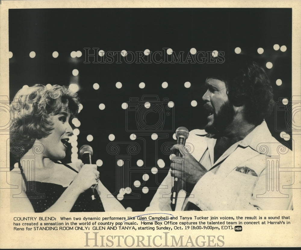 1980 Press Photo Glen Campbell and Tanya Tucker Sing Country Pop Music