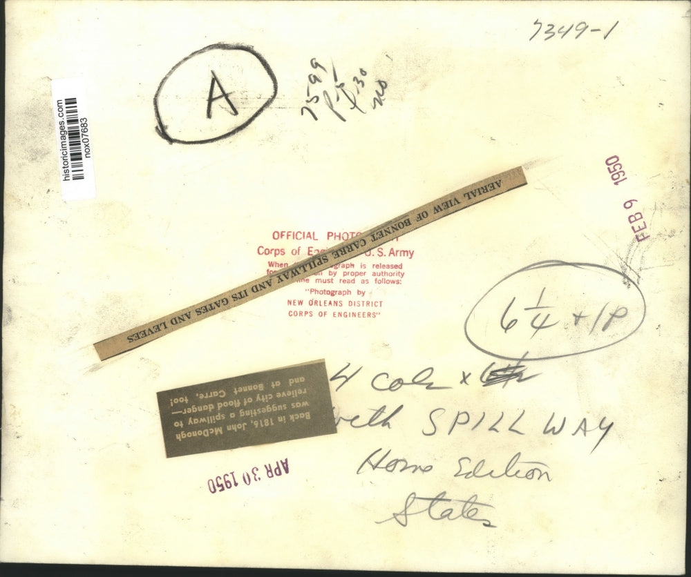 1950 Press Photo New Orleans - Aerial View Bonnet Carre Spillway Gates & Levees