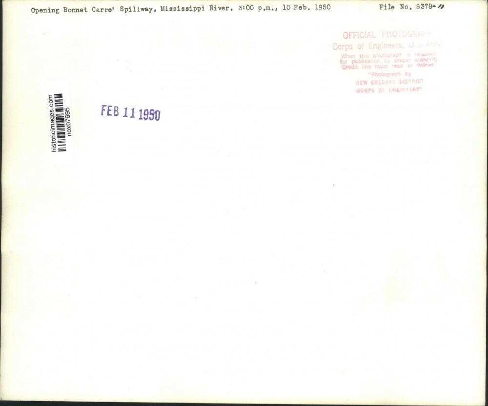 1950 Press Photo Aerial View of Opening Bonnet Carre Spillway, Mississippi River