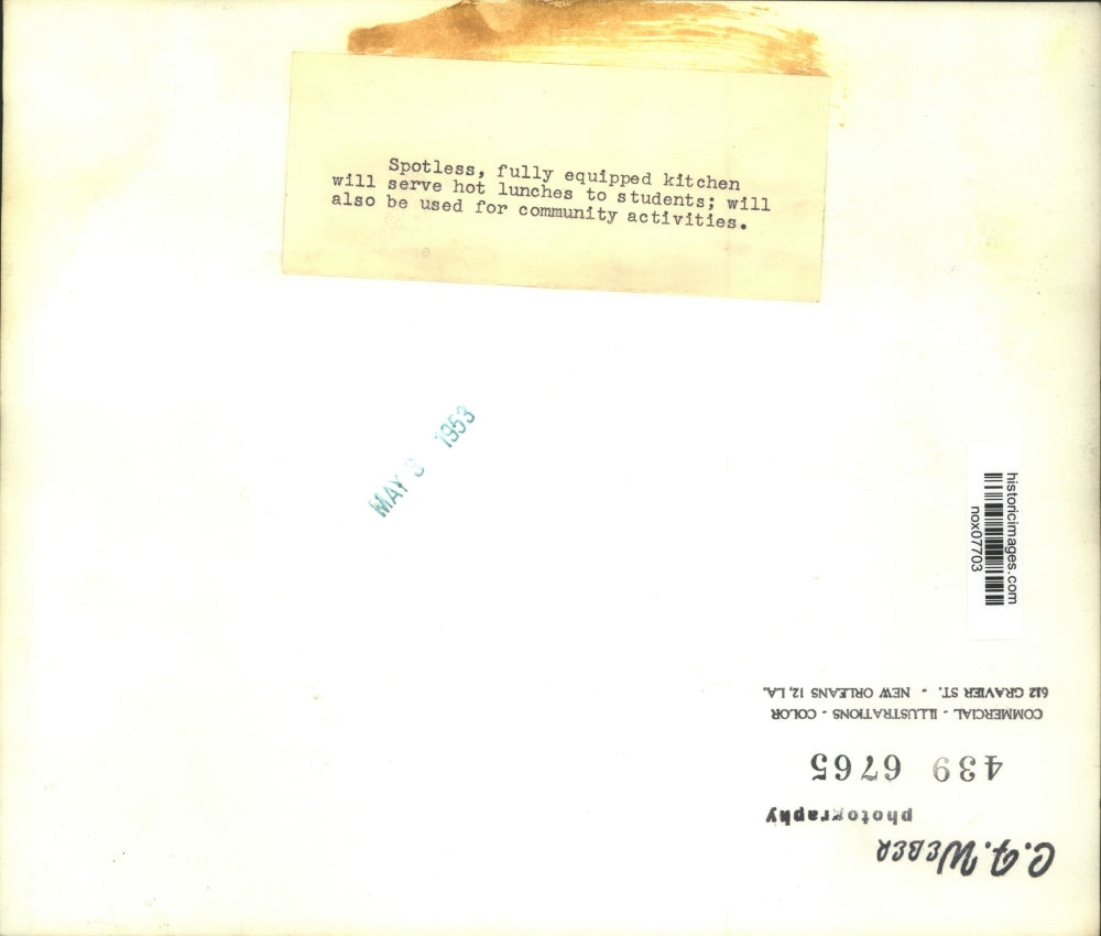 1953 Press Photo Commercial Kitchen To Serve Hot Lunches to Students