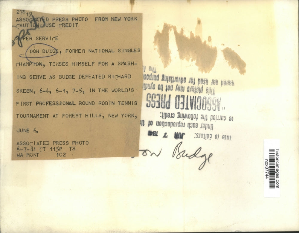 1941 Press Photo Tennis - Don Budge in First Professional Round Robin Tourney