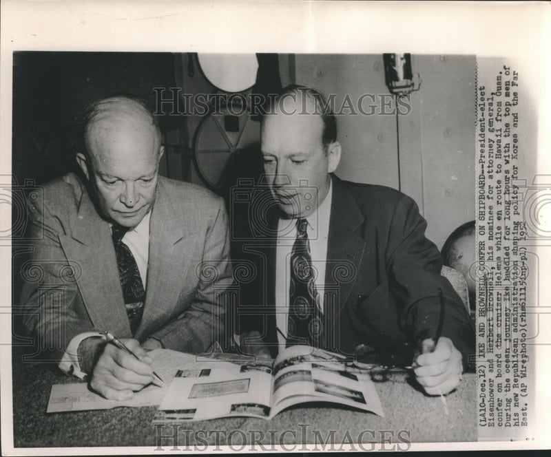 Load image into Gallery viewer, 1952 Press Photo President-elect Eisenhower and Herbert Brownell, staff nominee
