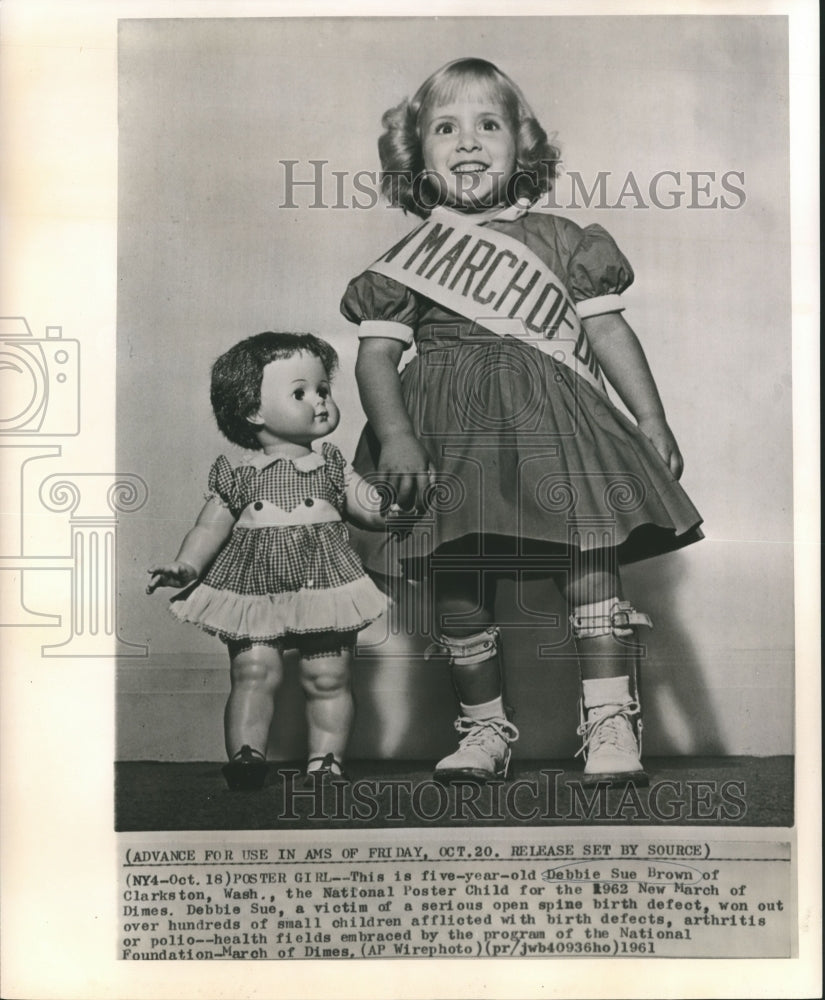 1961 Press Photo 1962 March of Dimes Poster Girl Debbie Sue Brown at Age 5