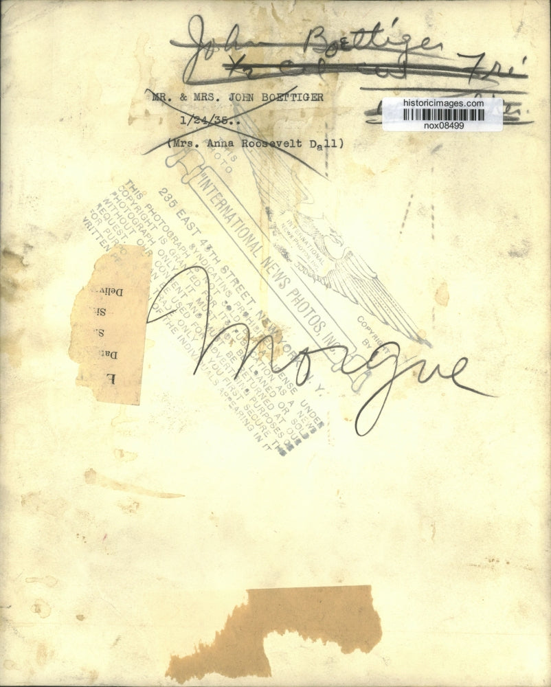 1935 Press Photo Mr. and Mrs. John Boettiger - nox08499