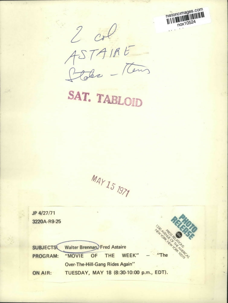 1971 Press Photo Walter Brennan-Fred Astaire-The Over-The-Hill-Gang Rides Again