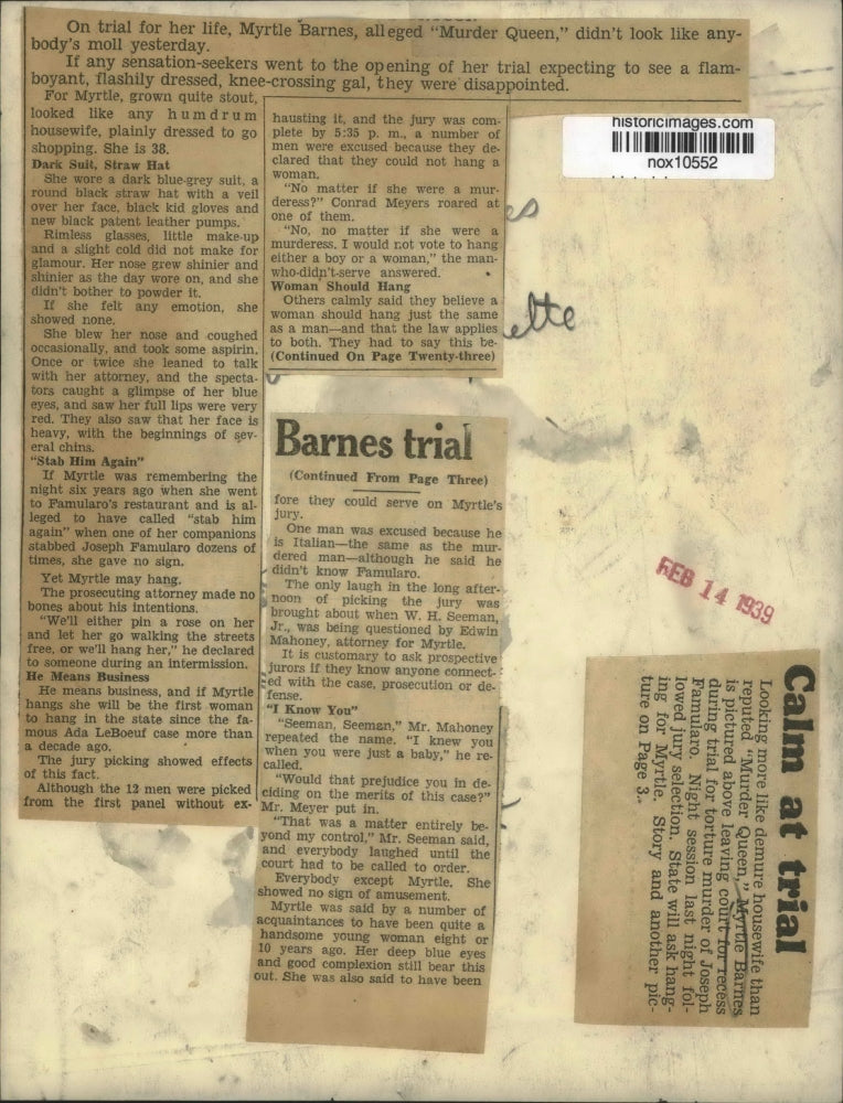 1939 Press Photo Trial - Myrtle Barnes Leaves Courtroom of Famularo Murder Trial
