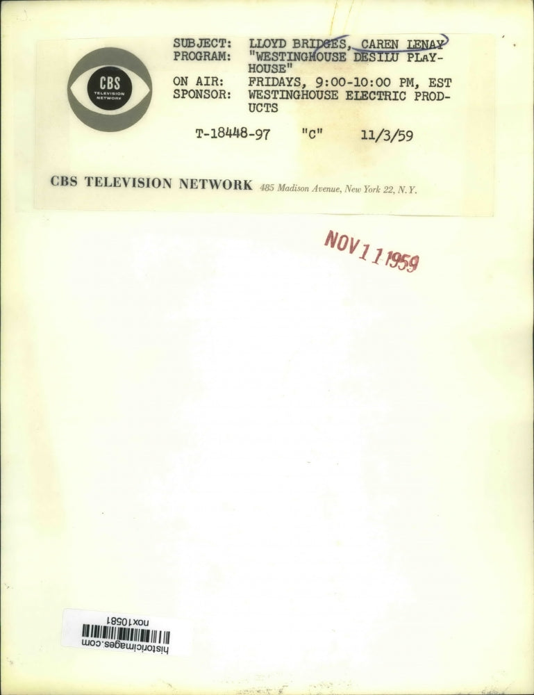 1959 Press Photo Lloyd Bridges & Caren Lenay in Westinghouse Desilu Playhouse