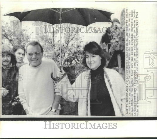 1974 Press Photo Princess Elizabeth of Yugoslavia and Actor Richard Burton