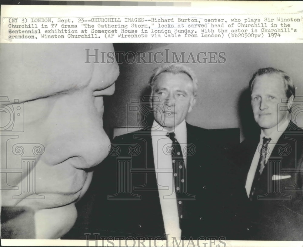 1974 Press Photo Richard Burton, Actor, with Grandson of Winston Churchill