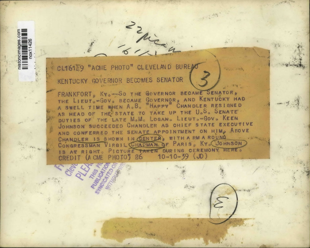 1939 Press Photo Political Leaders of Kentucky at Ceremony - nox11426