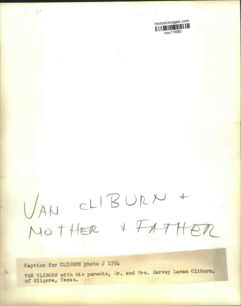 Press Photo Musician Pianist Van Cliburn with Parents Mr. & Mrs. Harvey Cliburn