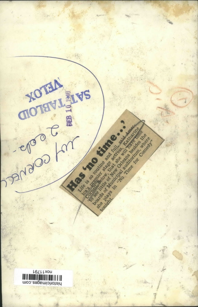 1940 Press Photo Actress Katharine Cornell in No Time for Comedy in New Orleans